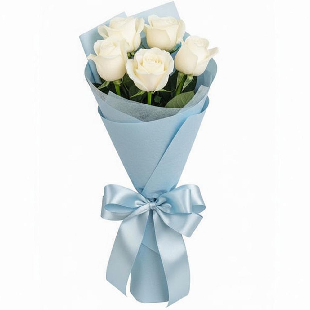 Букет 5 Белых роз Проуд в Цветковский