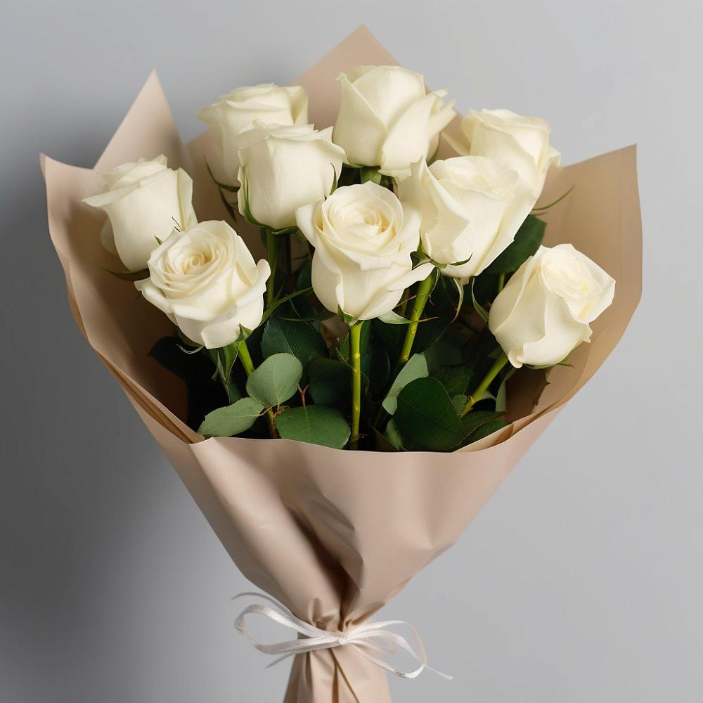 Букет 9 Белых роз Эдлесс Лав в Цветковский