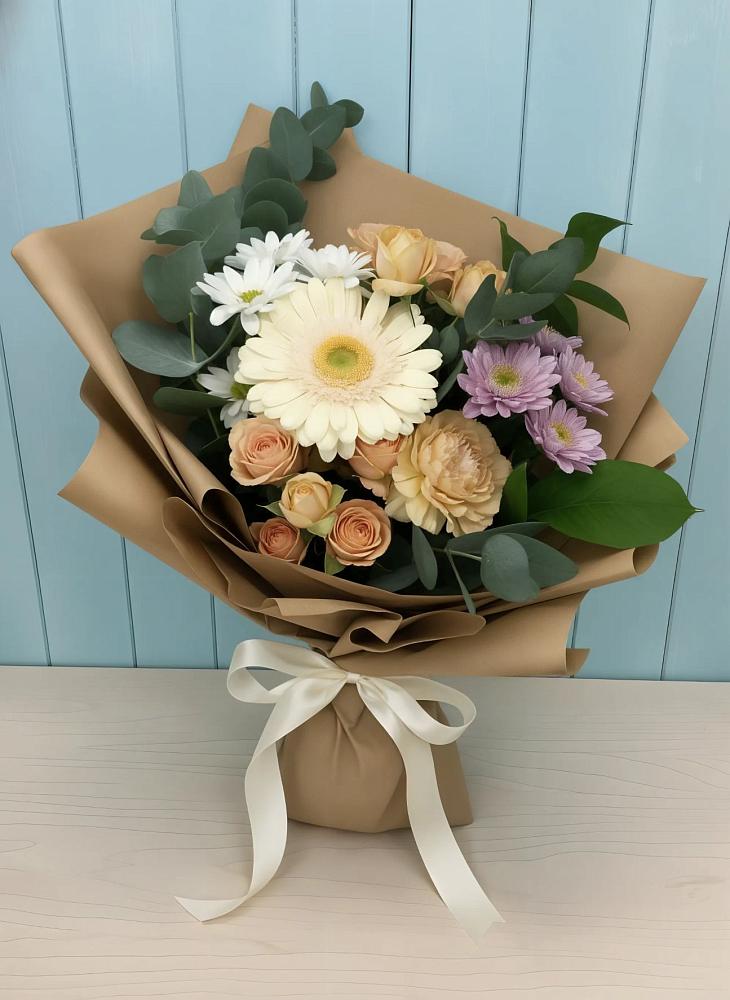 Букет цветов из: Герберы и Хризантемы в Цветковский