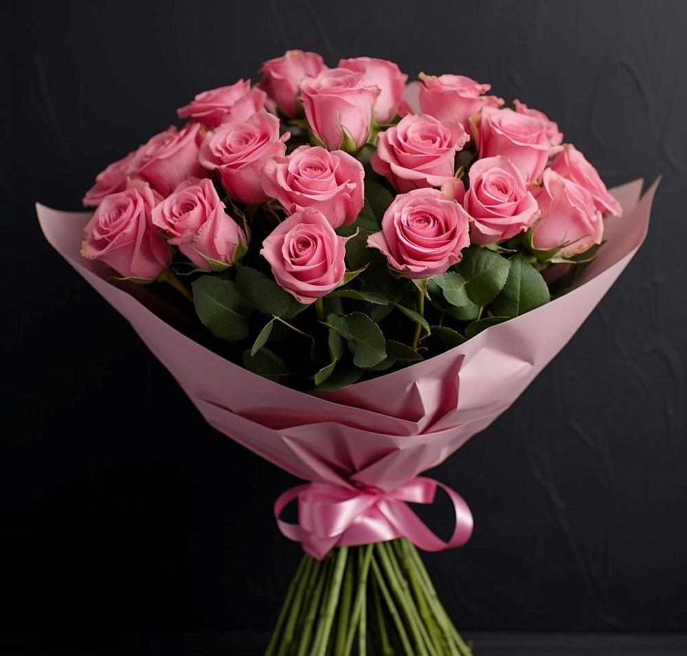 Букет 25 розовых роз в Цветковский