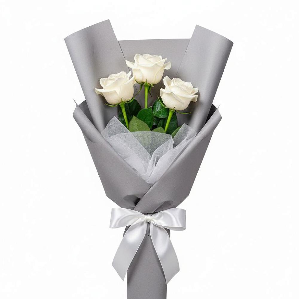 Букет 3 белые розы в Цветковский