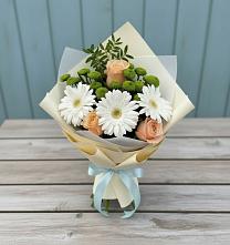 Букет цветов из:  Герберы, Розы и Хризантемы в Цветковский